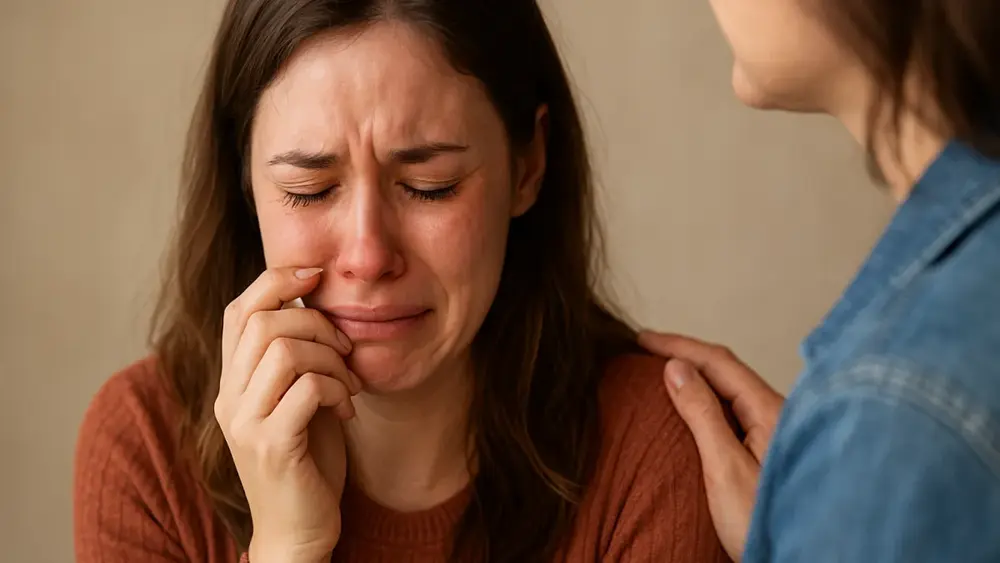 Sonhar com uma pessoa conhecida chorando muito: consolo