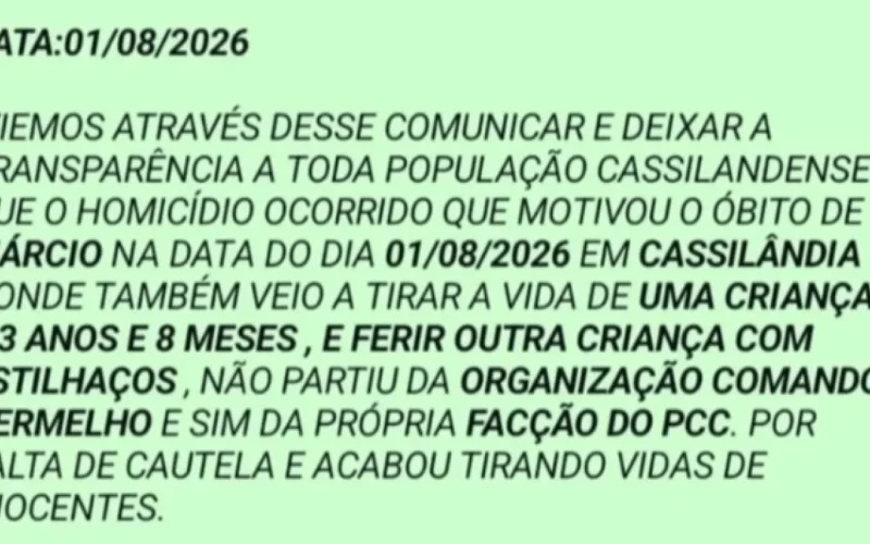 Comando Vermelho nega morte de criança e padrasto e culpa PCC